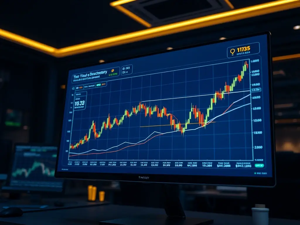 A dynamic chart showcasing Titan Protect's exclusive trading indicator in action, highlighting its precision and effectiveness in identifying potential trading opportunities.