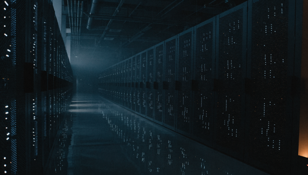 AI data centre server hall representing Meta and Microsoft AI capital spending