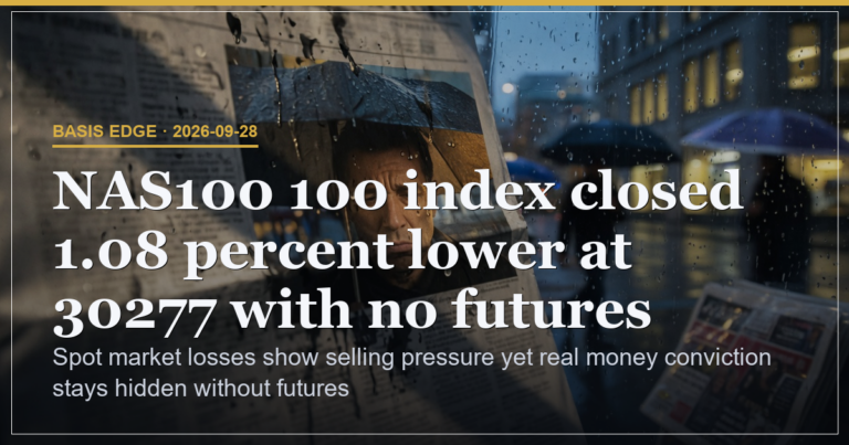 Basis Edge: Nasdaq 100 index closed 1.08 percent lower at 30277 with no futures