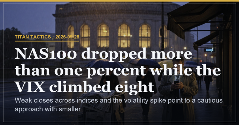 Bearish Close on Tech Weakness and VIX Spike Sets Cautious Tone