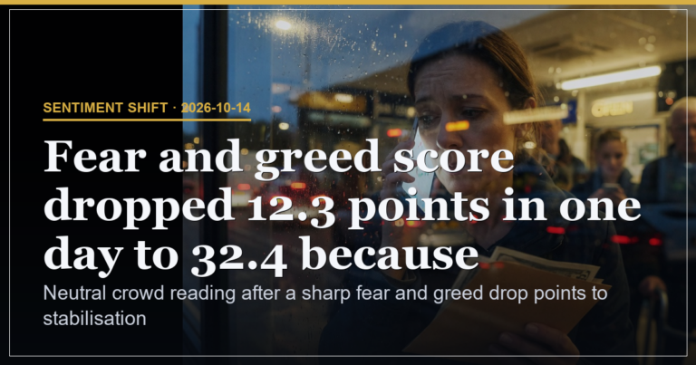 Fear and Greed Falls 12.3 Points to 32.4 Neutral