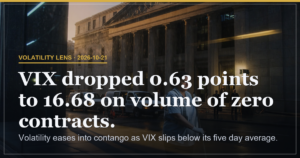 VIX Falls 3.64% to 16.68 as Term Structure Prices Calm