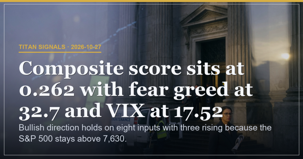 S&P 500 at 7722.6 Holds Bullish Composite at 0.262