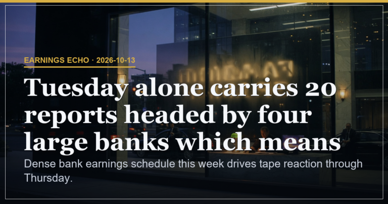 Bank Earnings Schedule Sets Neutral Tape Through Thursday