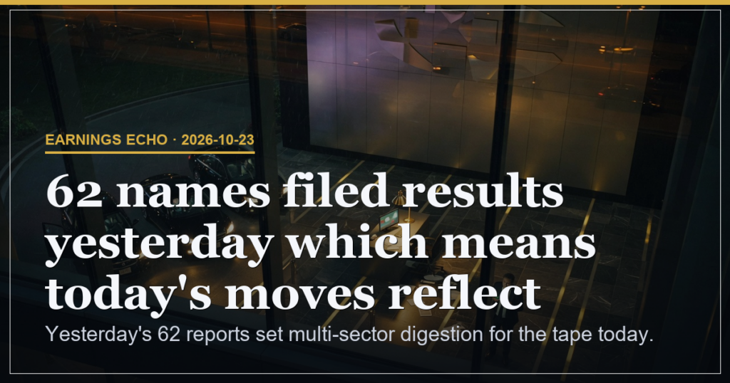 62 Earnings Reports Set Multi-Sector Digestion for 23 October Tape