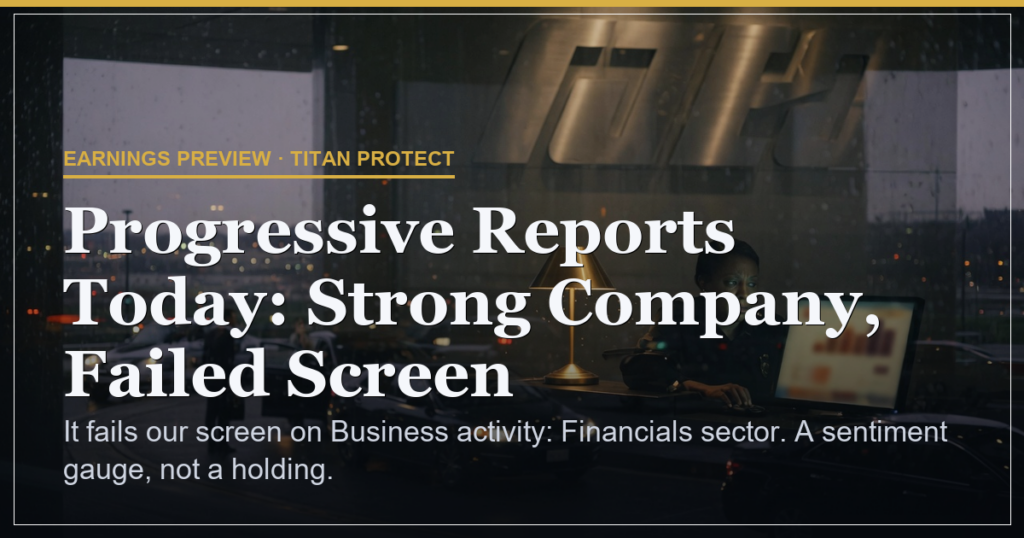 Progressive Reports Today: Strong Company, Failed Screen chart
