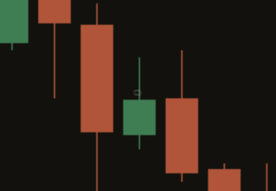 Close-up of the faint still-open ring on a dark chart, at a recent regime change whose 10 candles have not finished.