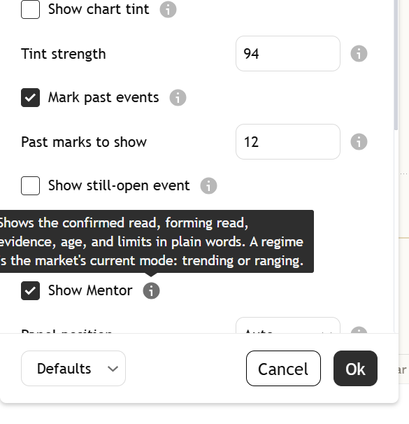 Regime mentor settings tooltip